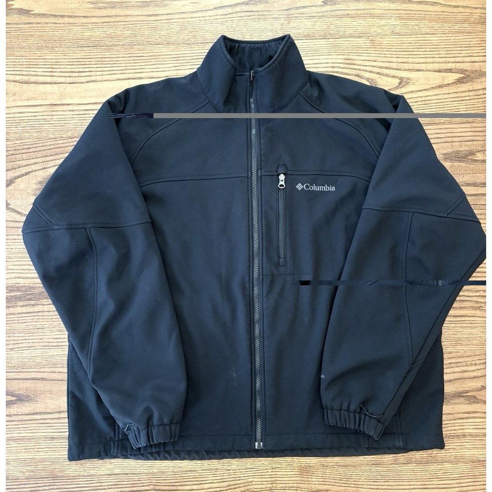 Columbia‎ Mens XL Black Interchange Softshell Full Zip Fleece Jacket Omni-Shield